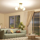 HOMCOM Light Fixture With 3-Light Globe Shades, Modern Ceiling Light, Gold