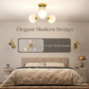 HOMCOM Light Fixture With 3-Light Globe Shades, Modern Ceiling Light, Gold