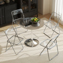 HOMCOM Foldable Chairs with Heavy Duty Steel Frame, Clear