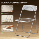 HOMCOM Foldable Chairs with Heavy Duty Steel Frame, Clear