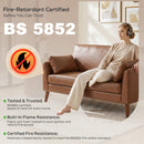 HOMCOM 2 Seater Sofa, 132 cm Modern Small Sofa with Solid Wood Legs, Brown