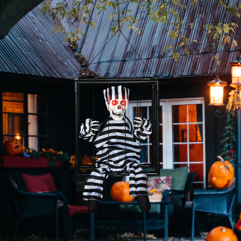 Outsunny Voice Activated Animatronics Hinging Skeleton Halloween Decoration