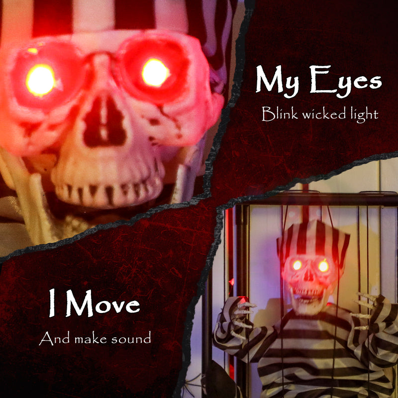 Outsunny Voice Activated Animatronics Hinging Skeleton Halloween Decoration