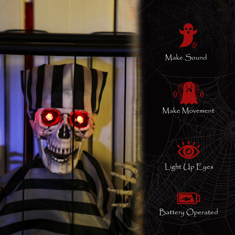 Outsunny Voice Activated Animatronics Hinging Skeleton Halloween Decoration