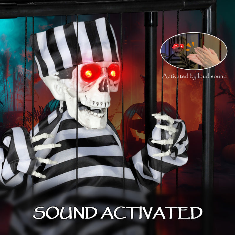 Outsunny Voice Activated Animatronics Hinging Skeleton Halloween Decoration