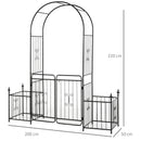 Outsunny Metal Garden Arbor Arch Gate w/ 2 Side Planter Boxes & Vine Frame