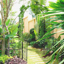 Outsunny Metal Garden Arbor Arch Gate w/ 2 Side Planter Boxes & Vine Frame