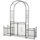 Outsunny Metal Garden Arbor Arch Gate w/ 2 Side Planter Boxes & Vine Frame