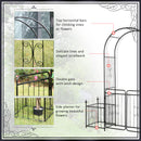 Outsunny Metal Garden Arbor Arch Gate w/ 2 Side Planter Boxes & Vine Frame