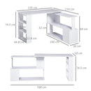 HOMCOM Corner Computer Desk With 360° Rotating Design And Bookshelf, White