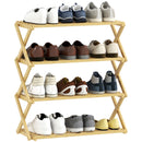 HOMCOM Bamboo Shoe Rack, Folding Shoe Shelf