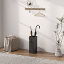 HOMCOM Square Umbrella Holder with Hooks and Water Tray for Entryway Black