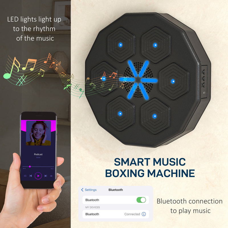 SPORTNOW Smart Music Boxing Machine with Bluetooth Connection and LED Light