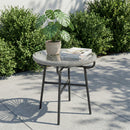 Outsunny Rattan Side Table W/ Tempered Glass Tabletop, Light Grey
