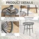 Outsunny Rattan Side Table W/ Tempered Glass Tabletop, Light Grey
