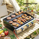 Outsunny 3 Burner Grill Griddle, Tabletop Gas BBQ With Grease Cup, Black