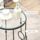 HOMCOM Set Of 2 Nesting Coffee Table, Side Tables With Glass Top, Black