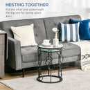 HOMCOM Set Of 2 Nesting Coffee Table, Side Tables With Glass Top, Black