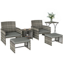 Outsunny 6 Piece Rattan Garden Furniture Set with Nesting Tables, Grey