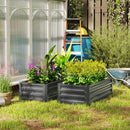 Outsunny Set of 2 Raised Garden Bed Galvanised Planter Box, Light Grey