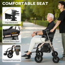 HOMCOM 2-in-1 Mobility Walker With Seat, Foldable Rollator With Footrests