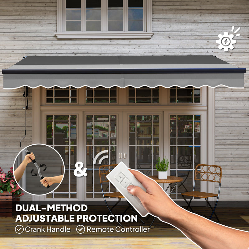 Outsunny 3.5 x 3(m) Electric Retractable Awning w/ Aluminium Frame