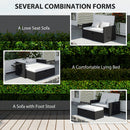 Outsunny Garden Rattan Furniture Set 2 Seater Patio Sun Lounger Daybed Cream