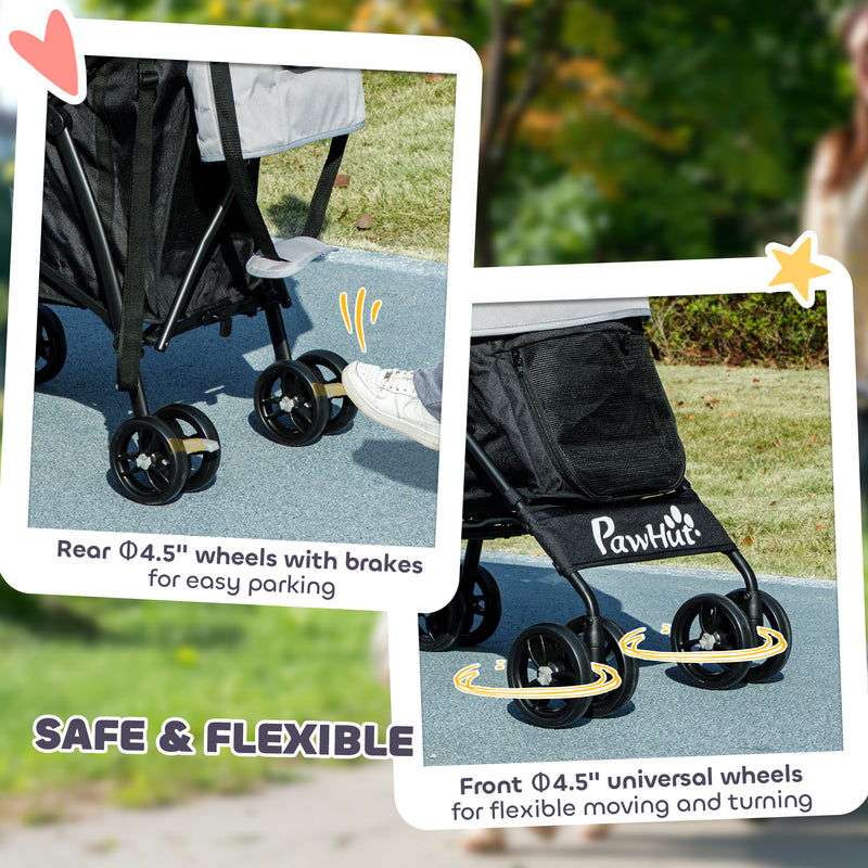 PawHut Lightweight Foldable Dog Stroller for Mini Dogs