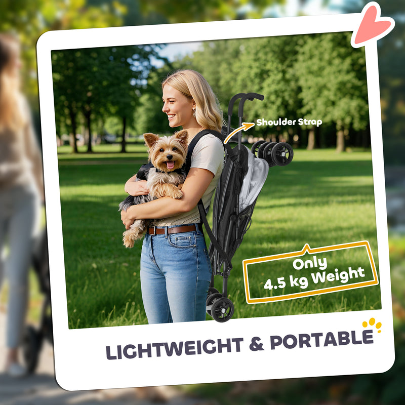 PawHut Lightweight Foldable Dog Stroller for Mini Dogs