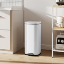 HOMCOM 30L Kitchen Bin, Pedal Bin with Lid, Removable Inner Bucket, White
