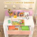AIYAPLAY Kids Desk and Chair Set, Children Writing Table with Drawer, Pink