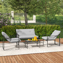 Outsunny 4 PCs Garden Sofa Set With 2 Armchairs Loveseat Coffee Table