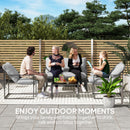 Outsunny 4 PCs Garden Sofa Set With 2 Armchairs Loveseat Coffee Table