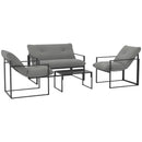 Outsunny 4 PCs Garden Sofa Set With 2 Armchairs Loveseat Coffee Table