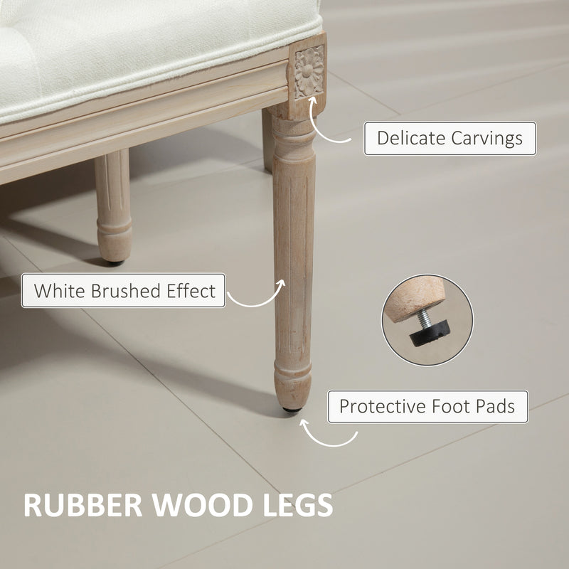 HOMCOM End of Bed Bench, Upholstered Bedroom Bench, Cream White