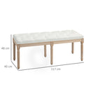 HOMCOM End Of Bed Bench, Upholstered Bedroom Bench, Cream White
