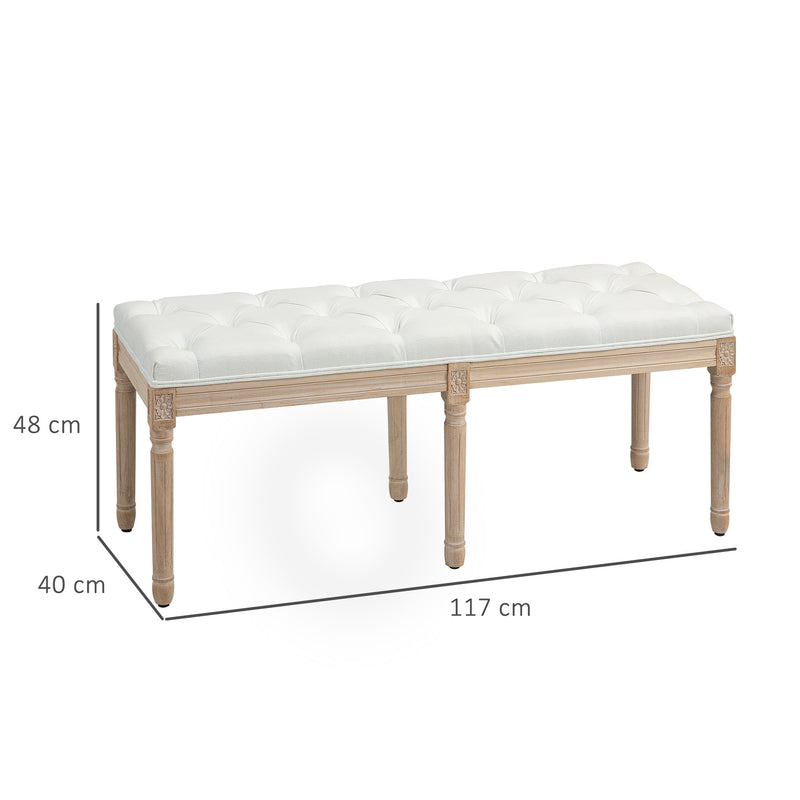 HOMCOM End of Bed Bench, Upholstered Bedroom Bench, Cream White