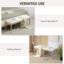 HOMCOM End Of Bed Bench, Upholstered Bedroom Bench, Cream White