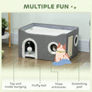 PawHut Cat Bed Cave With Fluffy Ball And Scratch Pad For Indoor Pets