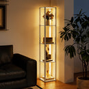 HOMCOM Floor Lamp for Living Room, Standing Lamp with Foot Switch, Oak