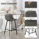 HOMCOM Bar Stools Set of 2, Bar Chairs with Back and Steel Legs, Grey