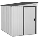Outsunny 7 x 5FT Garden Shed w/ Foundation Lean to Metal Tool Shed White
