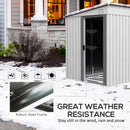 Outsunny 7 x 5FT Garden Shed w/ Foundation Lean to Metal Tool Shed White