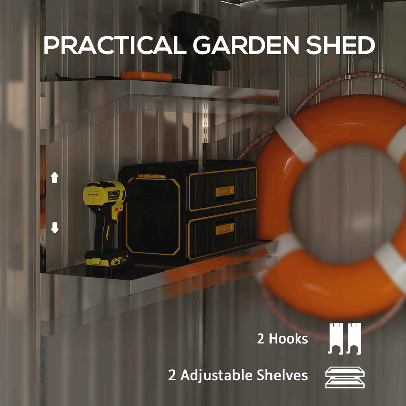 Outsunny 7 x 5FT Garden Shed w/ Foundation Lean to Metal Tool Shed White