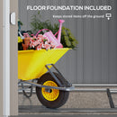 Outsunny 7 x 5FT Garden Shed w/ Foundation Lean to Metal Tool Shed White