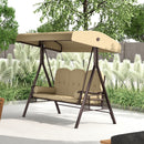 Outsunny 3 Seater Garden Swing Chair Patio Swing Bench w/ Cup Trays Brown