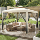 Outsunny 3 x 3 m Gazebo, Netting Party Tent w/ Double Tier Roof, Beige