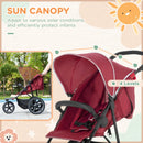 HOMCOM  Three-Wheeler Baby Stroller -  Red