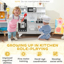 AIYAPLAY Kids Play Kitchen Toy Kitchen With Stove Sounds, Ice & Coffee Maker