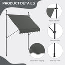 Outsunny Freestanding Retractable Awning, Non-Screw Garden Awning